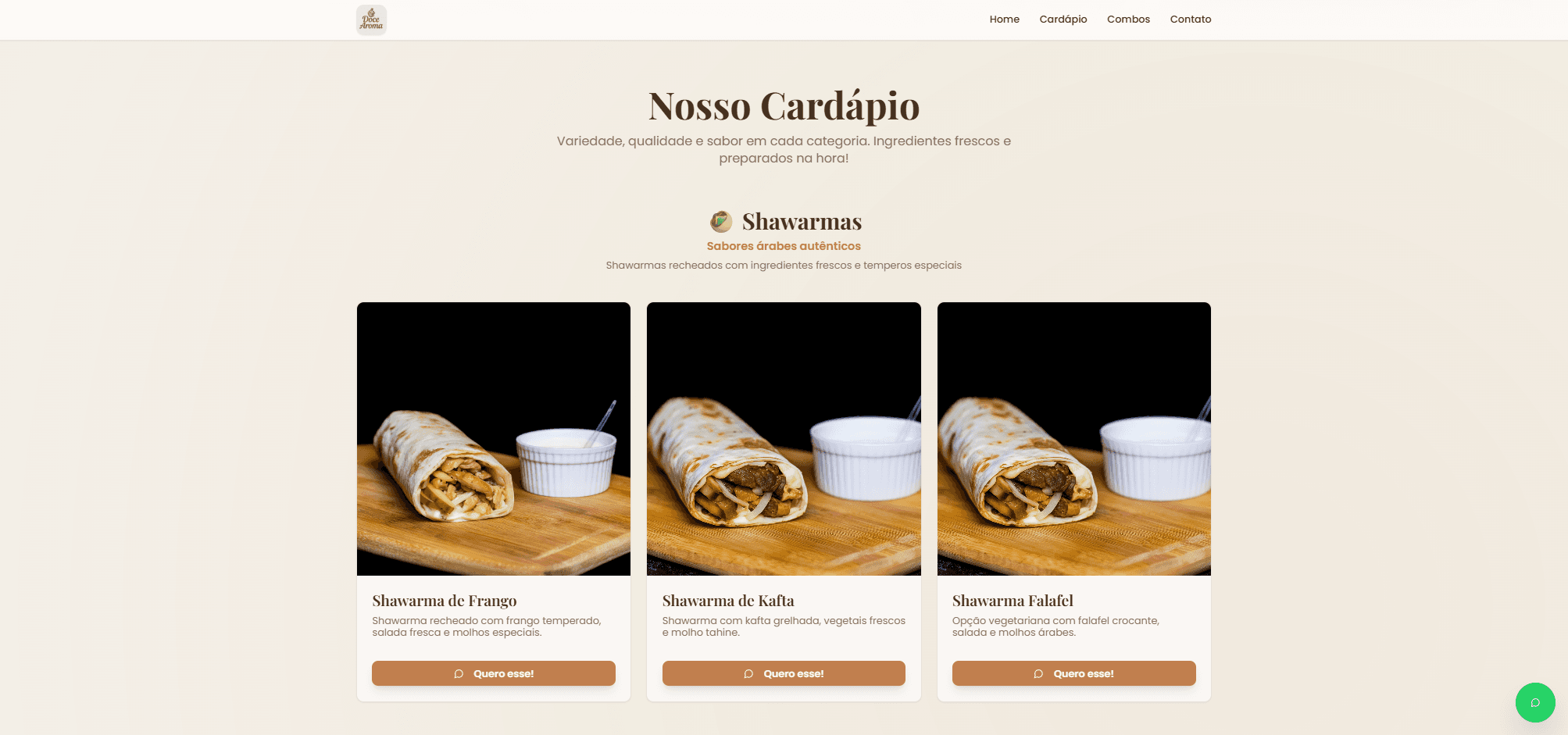 Doce Aroma — Cardapio 1