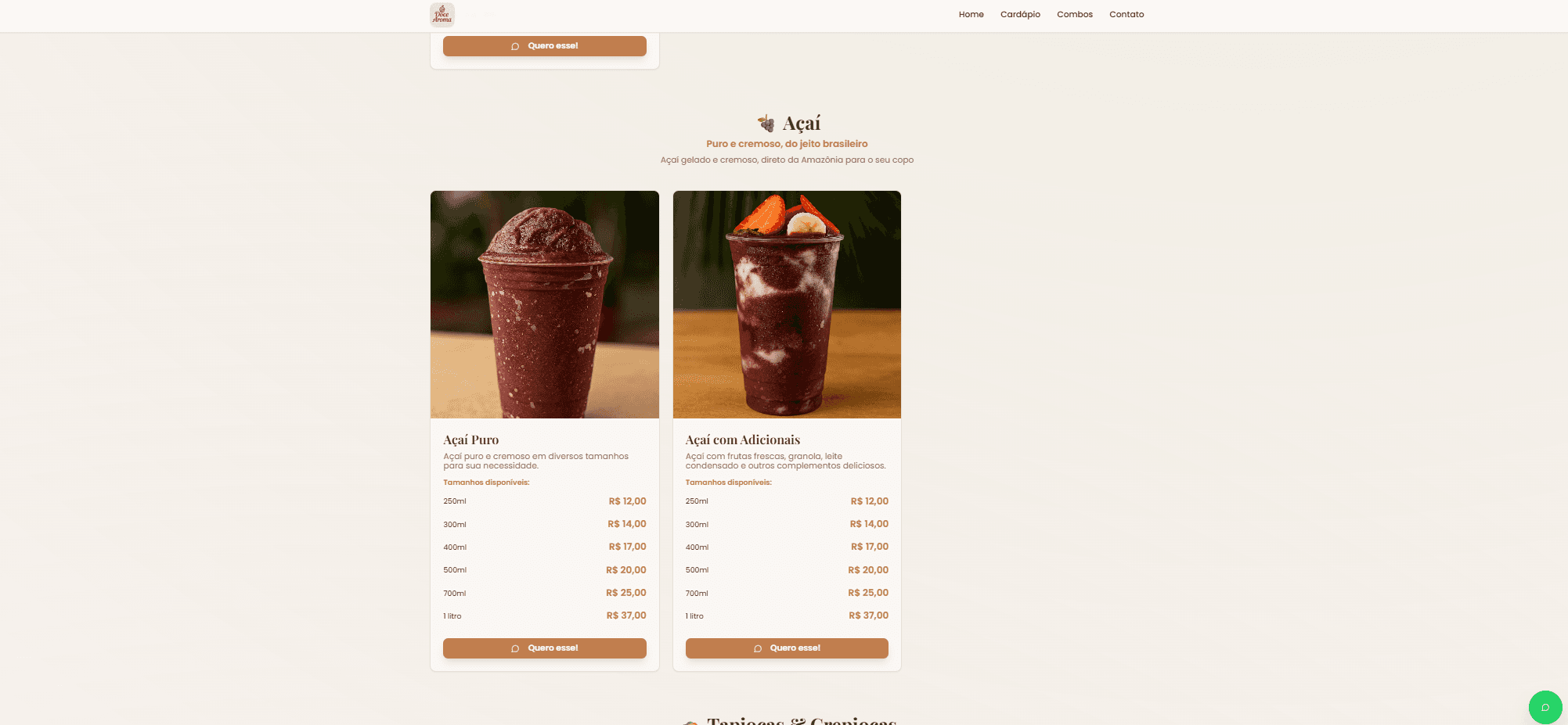 Doce Aroma — Produtos