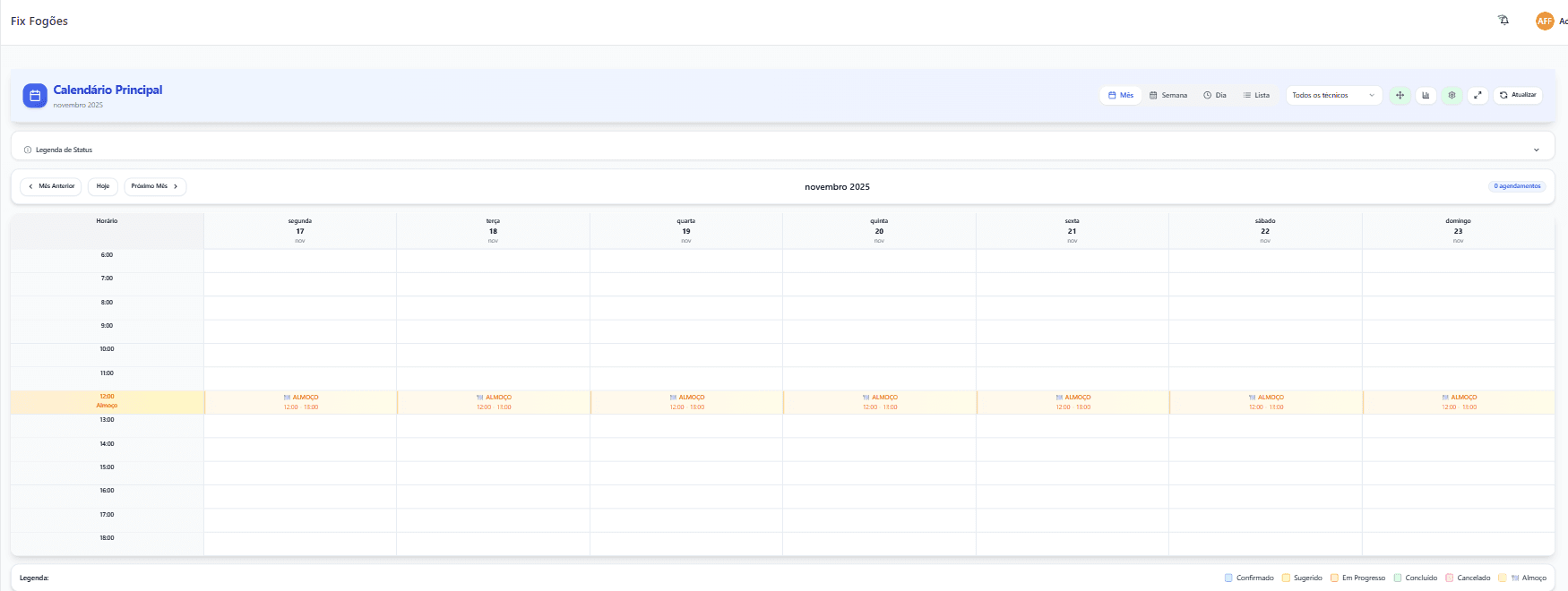 EletroFix — Calendario