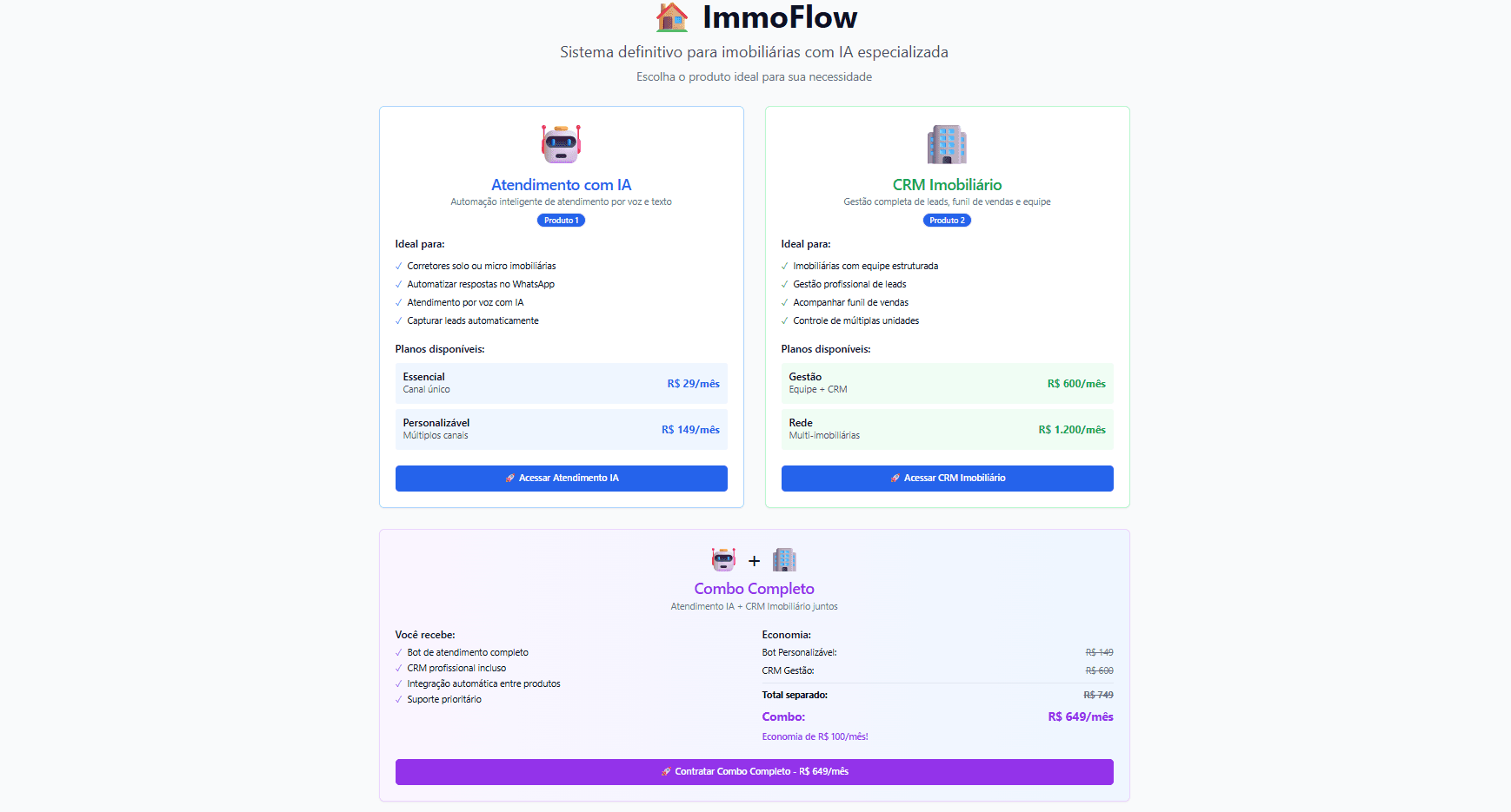 ImmoFlow — Escolha do produto